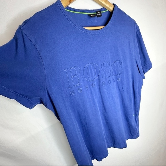Boss Hugo Boss Blue Embossed Logo Lightweight Short Sleeve T Shirt Women Medium - Picture 12 of 12